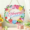 Nuevas Decoraciones de Pascua Transfronterizas: Letreros Colgantes para Puerta Principal, Coronas de Madera con Forma de Huevo para Porche de Granja Festivo, Adornos de Madera