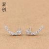 Pendientes de Estrella de Cinco Puntas de Plata de Ley S925 con Circonita, Estilo de Lujo Ligero para Mujer, Pendientes de Estrella Personalizados con Diamantes de Moda Coreana