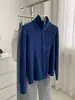 Cárdigan de Cremallera de Canalé de Cuello Alto de Terciopelo Andy, un suéter elegante y con estilo de estilo coreano para mujer, perfecto para otoño e invierno, que ofrece calidez y un look retro