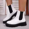 Botines de tacón grueso para mujer estilo europeo y americano 2025, botas adelgazantes de suela gruesa para otoño e invierno, talla grande, dropshipping transfronterizo