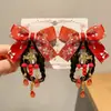 Pinza para el pelo de niña pequeña León Danzante Hanfu Borla Año Nuevo Accesorio para el pelo Peluca Princesa Lazo Adorno para el pelo Pinza para el pelo de niños