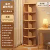 Estantería giratoria de madera maciza, estante de almacenamiento de pie de 360 grados, estantería de esquina, integrada en la pared, estante móvil para libros ilustrados de espacios estrechos