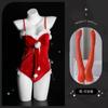 Lemon Story Conejita Sexy Ropa Interior Sexy Rojo Tentación de Año Nuevo Ropa de Navidad Pasión en la Cama Uniforme Traje
