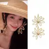 Brincos de Flor de Palha Estilo Tao Yi Mengling para Mulheres, Brincos Estilo Férias Boêmio, Joia de Orelha Exagerada