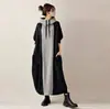 Em estoque: Coleção nova outono/inverno 2026 estilo japonês, vestido de gola alta, corte solto, com blocos de cor e cordão