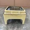 Estufa de Buffet Cuadrada y Redonda de Acero Inoxidable Transfronteriza, Calentador de Comida, Estufa Aislante con Acabado de Madera, Estufa de Buffet Comercial para Hotel