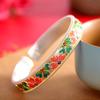 Personagem Prata Pé Prata 9999 Rastreado Ouro Esmalte Cor Flor Pulseira Personalidade All-match Nicho Personalidade Pulseira Aberta