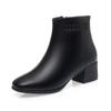 Botines cortos de moda de punta cuadrada, elegantes, a la moda, impermeables, antideslizantes, de algodón, cálidos para el invierno, botas de mamá, zapatos de tacón grueso y tacón medio