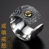 Anillo valiente de plata tailandesa 925 personalidad dominante tendencia ancho talla grande defensa personal moda hip-hop retro llave de pulgar