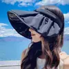 Novo Chapéu de Guarda-Sol de Brim Grande das Mulheres Dupla Face Gelo Seda 5.0 Protetor Solar UV Anti-ultravioleta Ciclismo Chapéu de Viagem ao Ar Livre