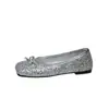 Zapatos planos de lentejuelas estilo coreano para mujer, nuevo modelo primavera y otoño 2026, brisa suave de la tarde, zapatos de ballet de suela blanda para el trabajo