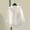 Camisa de Design Europeu e Americano, Transfronteiriça Amazon, Estilo Branco de Designer, Nicho para Mulheres, Fina e Versátil para o Trajeto Profissional, Corte Solto
