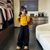 Conjunto de duas peças estilo coreano para meninas para primavera e outono, novo estilo casual com jaqueta moletom com capuz e calça cargo, conjunto esportivo casual