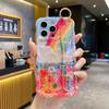 Funda para iPhone 16 para Apple 15 Pro Max con diseño de flores arcoíris y pulsera 14 Pro Twisted Blue Light 13/12