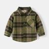 Camisa de Terciopelo para Niños 2022 Invierno Nueva Camisa Escocesa Gruesa para Niños Camisa Cálida de Manga Larga con Cuello Cuadrado para Bebé