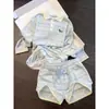 Design Fresco e Rejuvenescedor Conjunto de Pijama Listrado Azul e Branco com Estampa de Dachshund Manga Longa Short para Mulheres Roupa de Casa de Verão