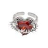 Corazón Peligroso ~ Anillo de Espina de Circonita de Amor Diseño Nicho Femenino Sentido Avanzado Anillo de Dedo Personalizado Anillo Combinable