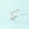Anéis de Casal com Índice Cravejado de Diamantes Eletrocardiograma Batimento Cardíaco para Mulheres, Estilo Coreano e Japonês, Anéis Mínimos Tendência para Estudantes Rosa, Novo Modelo