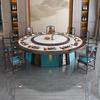 Mesa de jantar de hotel, mesa giratória elétrica, novo estilo chinês, mesa de pedra embutida, moderna, restaurante, sala de estar, mesa redonda doméstica