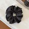 Scrunchie minimalista estilo coreano com bolinhas, elástico de cabelo elegante com babados, nova corda de cabelo da moda com toque de alta qualidade
