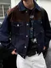 Jaqueta Jeans Retro Americana Masculina 2026, Nova Coleção de Outono, Design Color-Blocked, Peça Casual Versátil