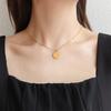 Collar con imagen de cara de líneas simples pintadas a mano, cadena de clavícula, joyería de acero de titanio chapado en oro de 18 quilates, una generación de P902