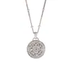 Collar de Girasol con Etiqueta Redonda de Brújula Incrustada de Diamantes para Mujer Método Antiguo Retro Nuevo Lujo Ligero Exquisito Sentido de Alta Gama Cadena para Clavícula de Verano
