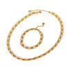 Estilo Europeu e Americano Moda Textura Artesanal Colar de Aço Inoxidável Pulseira de Aço Titânio Dourado 18K Feminina Elegante Tendência Não Desbota