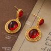 Pendientes Vintage Antiguos de Época Serie de Pintura al Óleo Van Gogh Flor de Aceite Goteante Borla de Perla Pendientes Joker Venta al por Mayor