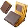 Cartera Genuina de Cuero Estilo Japonés con Piel de Vaca de Grano Cruzado, Cartera Engrosada, Cartera Unisex Multifuncional para Hombre