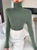 Camiseta base de cuello alto de alta gama para mujer, nuevo estilo primavera y otoño, versátil para ir al trabajo, sin costuras, corte ajustado, top estilo francés