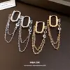 Brincos de corrente com franja oval de zircônia com design moderno, únicos e requintados, brincos versáteis para atacado