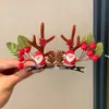Diadema Luminosa Navideña de Dibujos Animados Pinzas para el Cabello Diadema Dulce Linda de Astas Ambiente Pinzas de Felpa para el Cabello para Niños