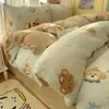 Juego de Cuatro Piezas de Vellón de Leche Clase A Otoño e Invierno Engrosado Coral Cálido Franela Sábana Bajera Sábana Ajustada Juego de Tres Piezas para Dormitorio 3