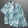 Camisa floral de manga corta, Ropa de playa de Hainan, Estilo hawaiano de Sanya, Conjunto de pantalones cortos finos de verano para hombre y pareja de viaje a Tailandia