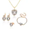 Moda europeia e americana conjunto de colar brincos anel pulseira de cristal redondo acessórios de noiva mais vendidos corrente de garra de pedra preciosa atacado