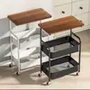 Mesa pequena móvel com prateleiras de armazenamento, estante de armazenamento multicamadas espessada, adequada para dormitórios, apartamentos alugados e uso doméstico, uma mesa de centro versátil com armazenamento