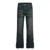 Jeans Lavados de Estilo Americano Micro-Acampanados para Hombres y Mujeres, Pantalones Largos Versátiles de Calle con Salpicaduras Desgastadas, Aspecto Apilado, Adelgazantes y de Longitud Extendida