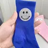 Calcetines de Algodón Coreanos para Primavera, Otoño e Invierno con Pedrería, Cara Sonriente de Pedrería Resistente, Calcetines Holgados Negros y Blancos, Calcetines Largos hasta la Mitad de la Pantorrilla para Mujer, Modernos