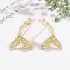 Diseño Único, Pendientes Compactos de Perla Cola de Pez, Estilo Femenino, Pendientes de Circonita Simples y Elegantes, Pendientes de Alta Gama