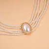 Collar de Perlas Multicapa con Incrustaciones de Diamantes en Forma Ovalada Transfronterizo Europeo y Americano Cadena para Clavícula con Cuentas Set de Joyería de Lujo Ligero de Alta Gama para Mujeres
