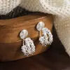 Brincos de Clipe Prateados de Camada Dupla Super Brilhantes Estilo Coreano com Design Único, Luxo de Alto Padrão, Brincos Versáteis e Estilosos