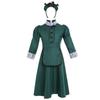 Vestido Longo Escuro Verde Retrô Estilo Europeu para Crianças Manga Longa Punho com Renda Cabeça de Morcego Grátis Vestido Personalizado para Pais e Filhos