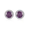 Novos Brincos Octogonais de Cristal Lapidação Rosa com Agulhas de Prata S925, Brincos Coloridos Versáteis e Modernos com Pedras Full Diamond para Mulheres