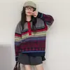 Suéter de estilo coreano para niñas, conjunto retro, nuevo modelo otoño e invierno 2026 para niños mayores, suéter de punto a rayas con cuello POLO, con sentido de atmósfera