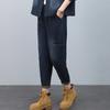 Pantalones vaqueros para mujer, primavera y otoño 2024, nueva moda, holgados, de cintura alta, adelgazantes, para madres de mediana edad, pantalones casuales finos de nueve puntos