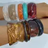Joias Yongge Pulseira Geométrica Redonda de Resina Estilo Europeu e Americano Transfronteiriça Semi-Transparente Estilo Ins Bangle Poligonal Exagerado