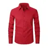 Camisa popular de comercio exterior para hombre, manga larga, color liso, tallas grandes para hombre, fácil de cuidar, mezcla de algodón, top casual de negocios para hombre
