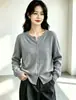Cárdigan de punto francés de terciopelo Andy de dos piezas para mujer, abrigo engrosado, suéter de manga larga, nuevo estilo con botones de perla, prenda de abrigo cálida
