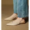 Sandalias Planas de Tacón Bajo Chuyuji para Mujer Verano 2026 Punta Fina Hepburn Negocios Sin Espalda Zapatos de una Sola Pieza
